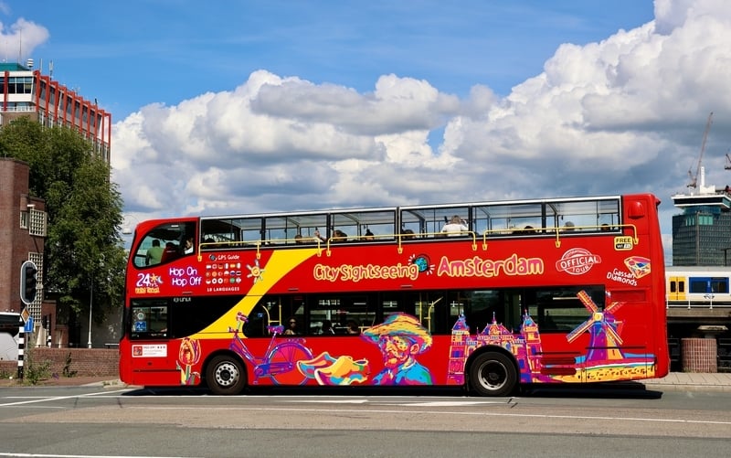 Hop-on / Hop-off-buss i Amsterdam